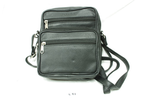Leather side shoulder bag, 5 zip pockets. #L21