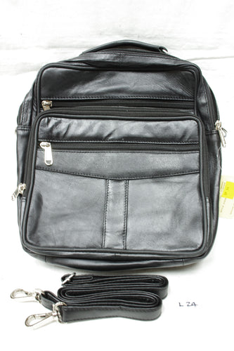 Leather side shoulder bag, 6 zip pockets. #L24